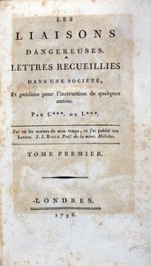 Page de titre du livre « Les Liaisons dangereuses » de Choderlos de Laclos, Londres - Unknown artist