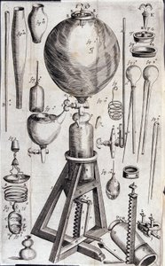 Outils pour expériences scientifiques - dans « Nova experimenta physico-mechanica de vi aeris elastica, et ejusdem effectibus, facta maximam partem in nova machina pneumatica » par Robert Boyle - Unknown artist