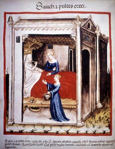 Traité de médecine « Tacuinum sanitatis » 14ème siècle : un patient assisté par des infirmières. B.N, Vienne. - Unknown artist