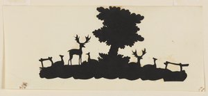 Arbre avec cerfs et chevreuil - Unknown artist