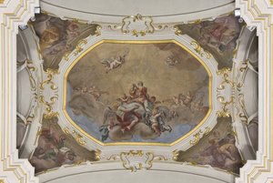 Trinité et Saint Étienne en Gloire avec les quatre Évangélistes - Unknown artist