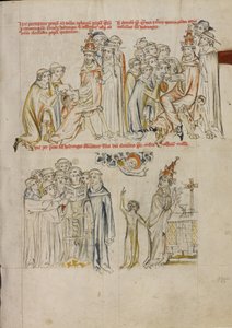 Deux ecclésiastiques demandent la canonisation de sainte Edwige devant le pape Urbain IV ; le pape Clément demande l