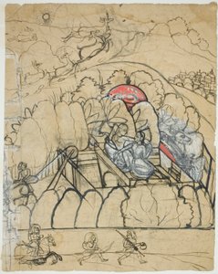 Deux dames conversent devant un puits à degrés (Baoli) dans un jardin clos - Unknown artist
