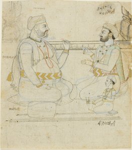 Deux nobles Rajput avec un enfant - Unknown artist