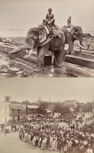 Sans titre : (éléphants déplaçant des blocs de bois, recto) ; (procession ou foule, verso) - Unknown artist