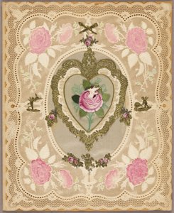 Sans titre Valentine (Fleurs roses et Putti) - Unknown artist