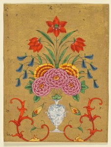 Vase avec arrangement floral et ornementation - Unknown artist