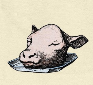 Tête de veau, gravure fin 19ème siècle - Unknown artist