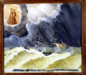 Navire en difficulté - ex-voto de Notre Dame de Laghet