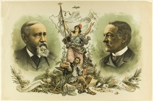 Portraits de victoire de Benjamin Harrison et Levi P. Morton, de Judge - Unknown artist