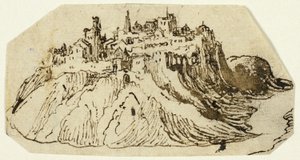 Vue de la ville fortifiée sur la colline