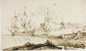 Vue du port de la ville fortifiée - Unknown artist