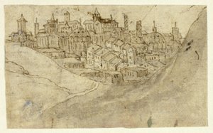 Vue de la ville sur la colline - Unknown artist