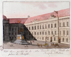 Vue de la place Joseph à Vienne, Autriche. Gravure de 1815 Collection privée