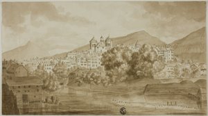 Vue de la ville surplombant la rivière - Unknown artist