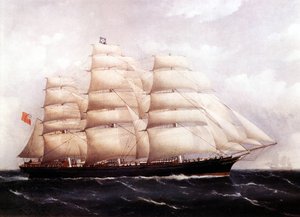 Vue du Cutty Sark, navire britannique. Peinture du 19ème siècle - Unknown artist