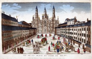 Vue de la place du Dôme à Milan. Début XVIIIe siècle. - Unknown artist