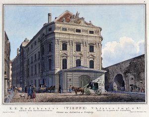 Vue du Hoftheater national à Vienne au XIXe siècle.