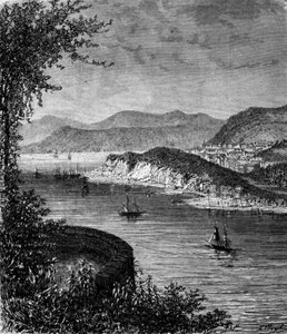 Vue du fleuve Saint-Laurent en Amérique du Nord. Gravure du XIXe siècle