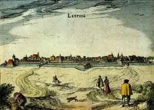 Vue de la ville de Leipzig en Allemagne. Gravure du 18ème siècle - Unknown artist