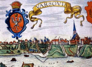 Vue de la ville de Varsovie avec les armoiries de la ville. 1780. - Unknown artist