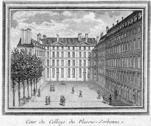 Vue de la cour du collège de Plessis Sorbonne (Paris), fondé en 1323 par Geoffroy du Plessis Balisson, utilisé en 1848 et 1849 par l