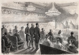 Visite de Guillaume Ier de Prusse à Compiègne : spectacle de gala au théâtre du palais en présence de Napoléon III - Gravure dans « Le Monde Illustré » - Unknown artist