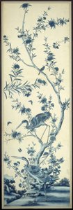 Panneau de papier peint avec oiseaux et arbres en fleurs