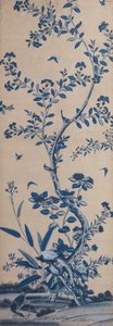 Panneau de papier peint avec oiseaux et arbres en fleurs
