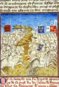 Guerre de Cent Ans : Bataille de Poitiers - dans les Grandes Chroniques de Saint-Denis, fin du 14ème siècle - Unknown artist