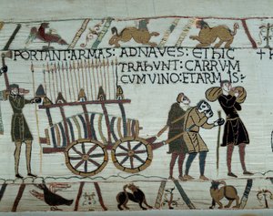 Les armes et le vin sont apportés aux navires lors du ravitaillement pour la conquête de l