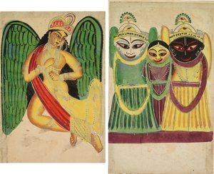 Apsara ailée avec une corne (recto); Trio de Jagannatha (verso)