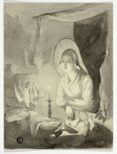Femme habillant une volaille