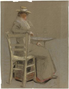 Femme assise à une table - Unknown artist