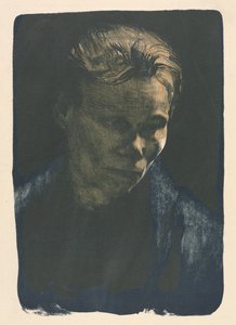 Femme travailleuse avec un châle bleu - Unknown artist