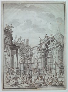 Ouvriers construisant des arcades