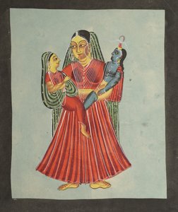 Yasoda tenant Krishna et Radha - Unknown artist