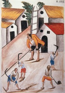 Jeunes Indiens jouant à la balle, du livre "Trujillo del Perú" ou "Codex Martínez Compañón", par Baltazar Martínez Compañón y Bujanda, évêque de Trujillo (1782-1785)