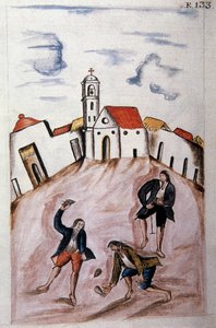 Jeunes Indiens jouant à la toupie, du livre "Trujillo del Perú" ou "Codex Martínez Compañón", par Baltazar Martínez Compañón y Bujanda, évêque de Trujillo (1782-1785) - Unknown artist