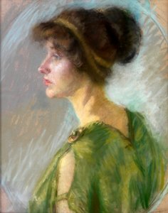 Jeune femme en vert - Unknown artist