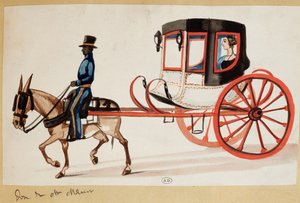 Jeune femme dans un fiacre au Pérou