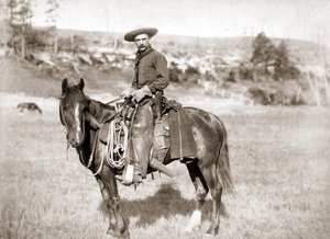 Un cow-boy à cheval - photo