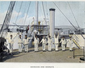 Exercice des Signaux - dans Album militaire - Marine : La vie à bord - Unknown photographer