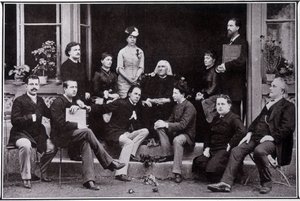 Franz Liszt (1811-1886), à Weimar, dans le cercle de ses élèves favoris