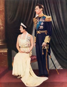 Le roi George VI et la reine Elizabeth. George VI, Albert Frederick Arthur George 1895 à 1952. Roi du Royaume-Uni et des Dominions du Commonwealth britannique. Elizabeth Angela Marguerite Bowes-Lyon - Unknown photographer