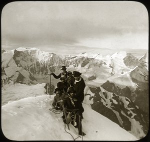 Alpinisme à la fin du 19ème ou début du 20ème siècle : groupe d