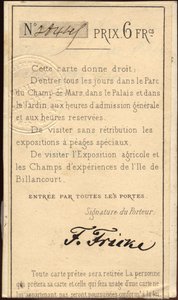 Billet personnel pour l