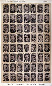 Portraits de criminels allemands et italiens. Album de photographies rassemblées par Cesare Lombroso (1835-1909), criminologue italien : « L