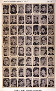 Portraits de femmes criminelles. Album de photographies rassemblées par Cesare Lombroso (1835-1909), criminologue italien : « L