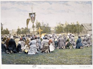 Procession dans le village (Russie) - photographie, fin du 19ème siècle - Unknown photographer